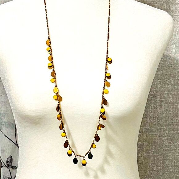 J Crew yellow and gold necklace 30” - Picture 1 of 8